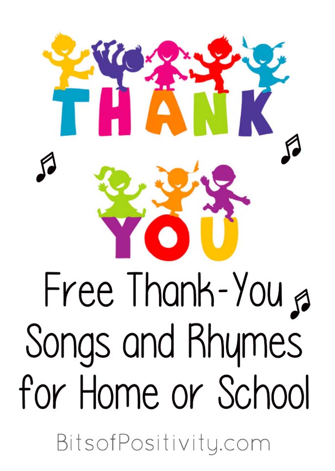 免费的感谢歌曲和韵律家庭或学校