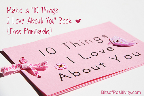 制作一本“我爱你的10件事”的书(可免费打印)