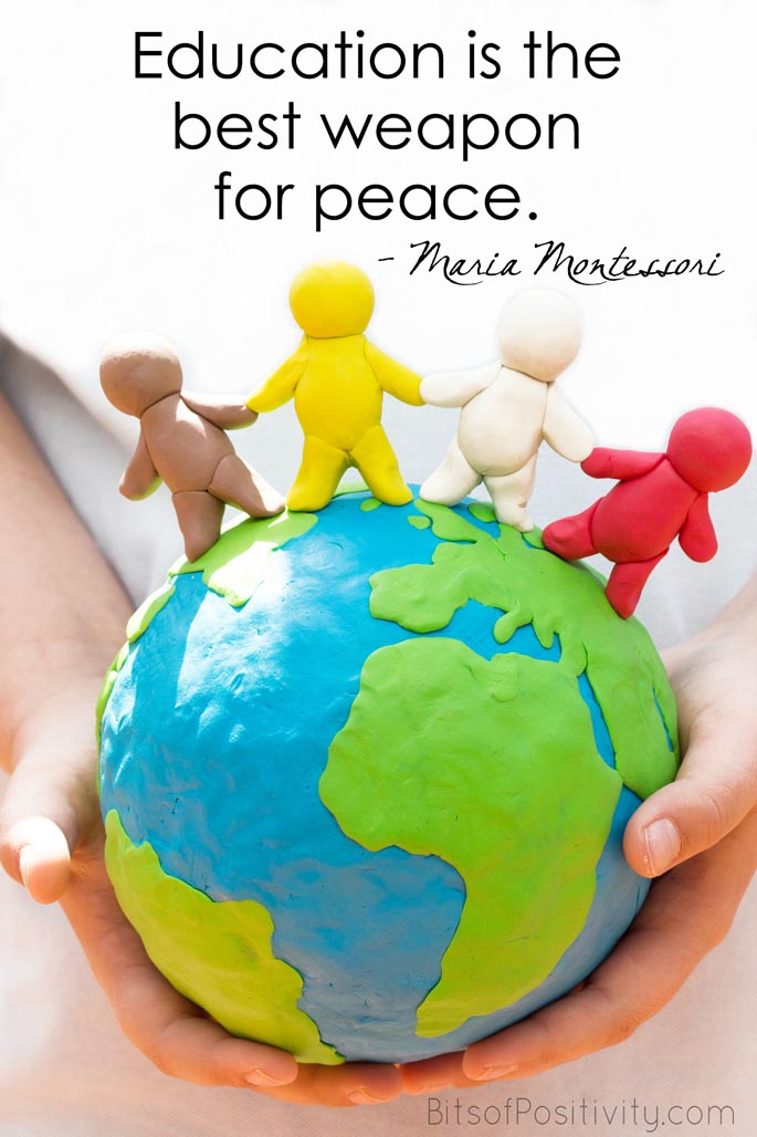 “教育是和平最好的武器”蒙台梭利文字艺术免费赠送